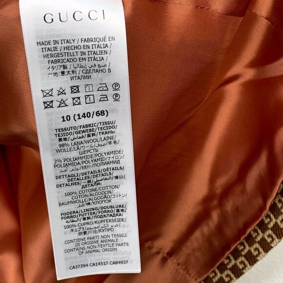 NWT Gucci Kids Wool Coat In Brown Size 10 - Picture 11 of 12